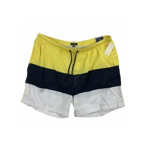 CLUBROOM Mens Yellow Drawstring Lined Color Block Classic Fit Swim Trunks XXL